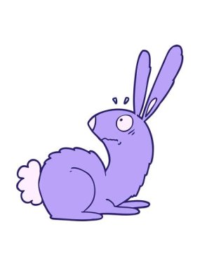 Çizgi filmin hareketli animasyonu ürkmüş tavşan.