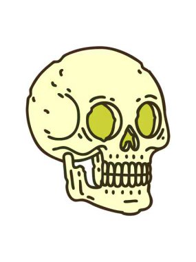 Bir kafatası resminin geleneksel biçiminde dövmenin renk animasyonunu değiştirmek