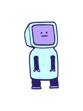 El çizimi karikatür tarzı komik robotun hareketli animasyonunu oynat