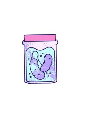 El çizimlerinin yatay titreşimli animasyonu. Karikatür karalama kavanozu. Turşu turşusu.