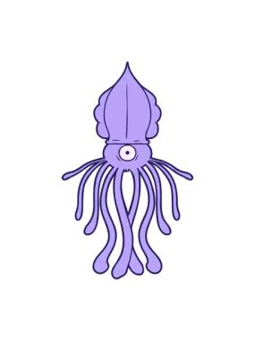 Karikatür mürekkep balığının titreyen hareketi