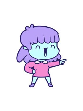 neon renkli karikatür kadın çiziminin pixelize etkisi