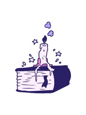 Işık efekti çizgi film çizgi romanının canlandırması. Hortlak mumlu ürkütücü büyü kitabı.