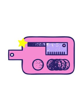 Parıldayan yıldızlar et doğrama tahtasının eski grunge dokusunun animasyonunu etkiler.