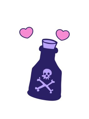 dönen kalpler karikatür karalama zehirli şişesinin animasyonu