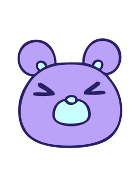 El çiziminin hareketli animasyonunu oynat. Çizgi film ayı suratı.