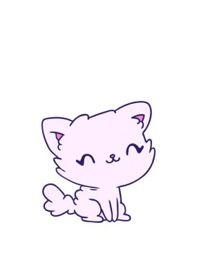 Çizgi film çizimlerinin animasyonunu genişletiyorum. Şirin kawaii pofuduk kedi.