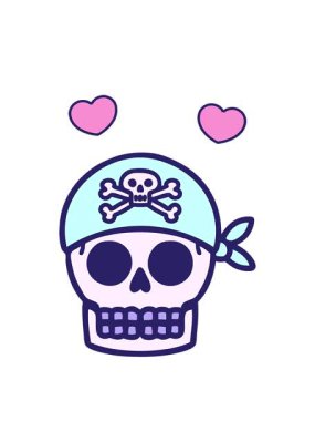 Bir korsan kafatasının geleneksel stiliyle dövmenin dönen kalp animasyonu