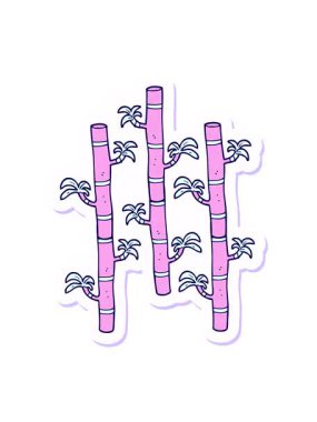 neon ışık efekti çizgi film bambusunun çıkartmasının canlandırması