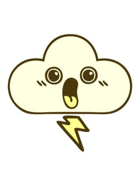 Parlak renkli bir fırtına bulutunun sevimli çizgi filminin renk animasyonu