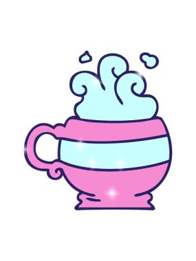 El çiziminin ışıltılı etkisi çizgi film gibi sıcak içecek.