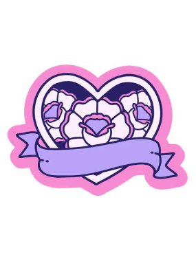 Titreşimli hareketli dövme çıkartması geleneksel kalp ve bayrak şeklinde çiçek tasarımlı.