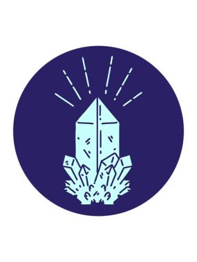 Dövme stili kuvars kristalinin simgesinin basınçlı canlandırması