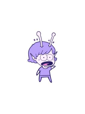 Karikatür şok edici uzaylı kız tasarımının bölünme etkisi