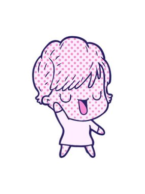 Çizim yapan karikatür kadının hareketli animasyonu