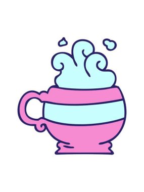 Titrek hareketli el animasyonu çizilmiş tuhaf çizgi film sıcak içeceği