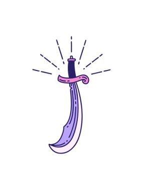 Geleneksel dövme stili kılıç gösteriminin basınçlı animasyonu