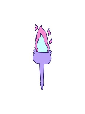 Karikatür alevli kadehin dönen hareketi.