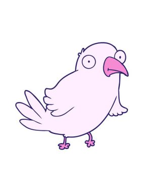 Bir kuş karakterinin sevimli çizgi filminin parlak ışık efekti