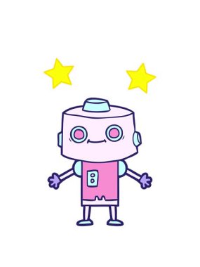 dönen yıldızların animasyonu bir robot karalaması