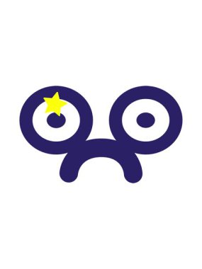 Parlayan yıldızlar üzgün bakışlı yüz ikonunun animasyonunu etkiler.