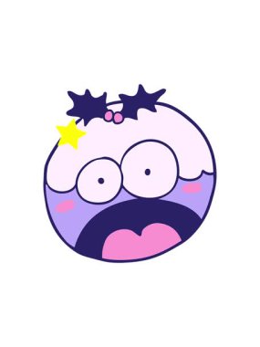 Kıvılcımlı yıldızlar, karikatür noel pudinginin şok olmuş yüzünü etkiler.