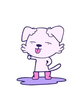 Çizgi film köpeğinin su birikintisinde dilini dışarı çıkarması efekt efekti