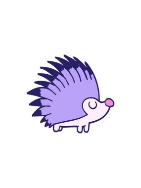 Çivili kirpinin karikatürünün radyoaktif parlayan animasyonu