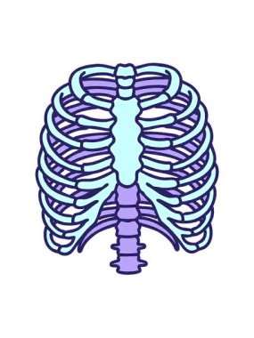 Dövmenin hareketli animasyonu geleneksel göğüs kafesi stilinde.