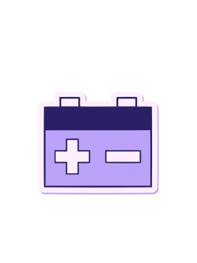 Yanıp sönen radyan çizgileri sevimli bir çizgi film arabasının aküsünün çıkartmasının canlandırması