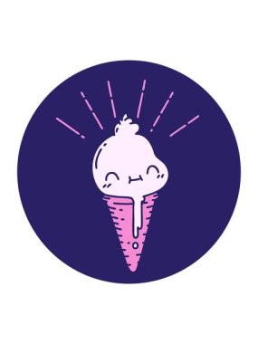 Dövme stili dondurma karakterinin ikonunun basınçlı canlandırması