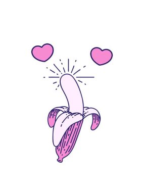 Soyulmuş muzun dönen kalp animasyonu