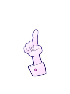 Bir çizgi filmin hareket animasyonu işaret eden eli sallıyor.