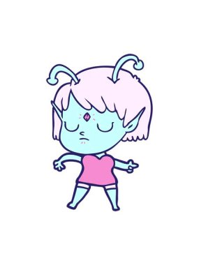 Uzaylı bir kızın çiziminin animasyonunu durdurup duraklat