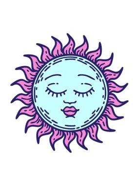 Ortaçağ güneşinin geleneksel stiliyle dövmenin hareketli animasyonu