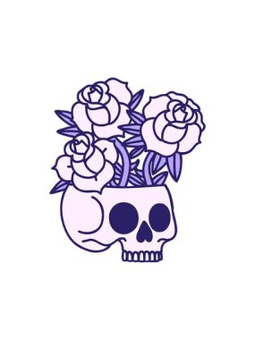 Dikkat, dikkat, bir kafatası ve güllerin ikonik dövmelerini yakalıyor.