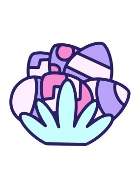 Sevimli dekoratif yumurta tasarımının titreşimli animasyonu