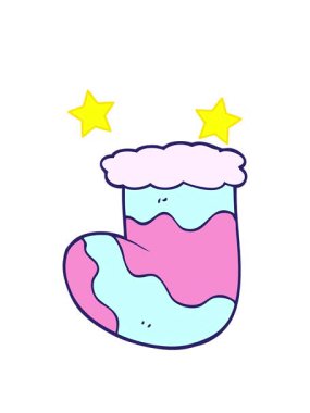 dönen yıldızlar Noel çorabı çiziminin animasyonu