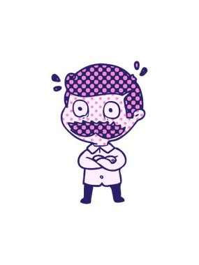 Çizgi filmdeki bıyıklı adamın animasyonunu salla ve durdur.