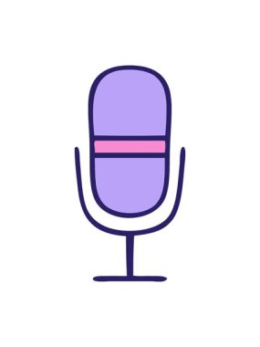 Radyo mikrofonunun sevimli çizgi filminin dönen hareketli animasyonu