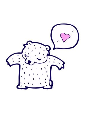 neon ışık efekti çizgi film kutup ayısının aşk kalbi ile canlandırması