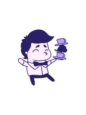 Bir kawaii tatlı garsonunun karikatür çiziminin canlandırması.