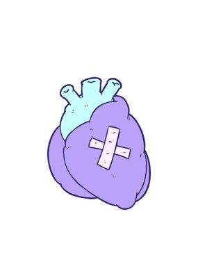 Karikatür kalp animasyonunun yanıp sönen radyal çizgileri