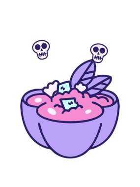 Geleneksel sıcak Brezilya feijoada yahnisinin kafatası animasyonu