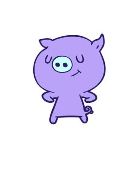 Uyanın ve basit çizgi film domuzunun animasyonunu yüzdürün.