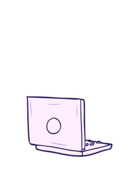 Çizgi film dizüstü bilgisayarının animasyonu açılıyor