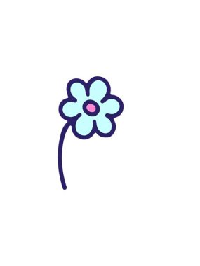 Basit bir çiçeğin yatay titreşimli karikatürü