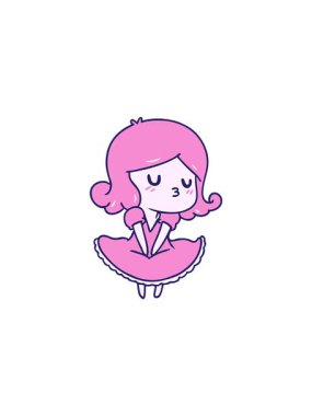 Şirin Kawaii kızının el yazısıyla çizilmiş satış animasyonu