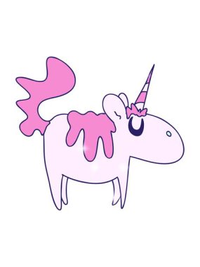 Tek boynuzlu at resimlerinin el çiziminin ışıltılı etkisi.