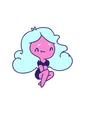 Dikkat çekici bir çizgi film karakteri olan tatlı kawai kızı.